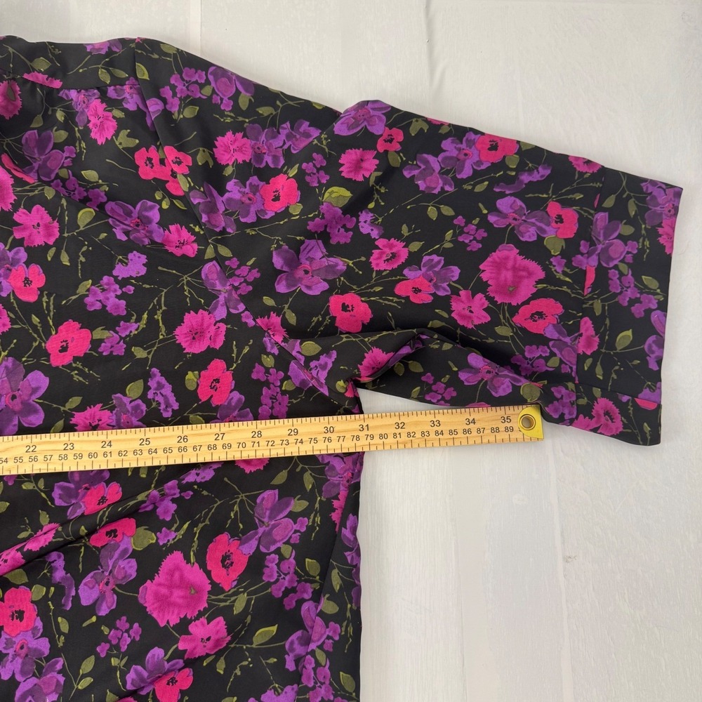 Vtg A Personal Touch Tunic Women 5X Black Pink Floral Button Up Blouse Top Boho - Picture 7 of 10